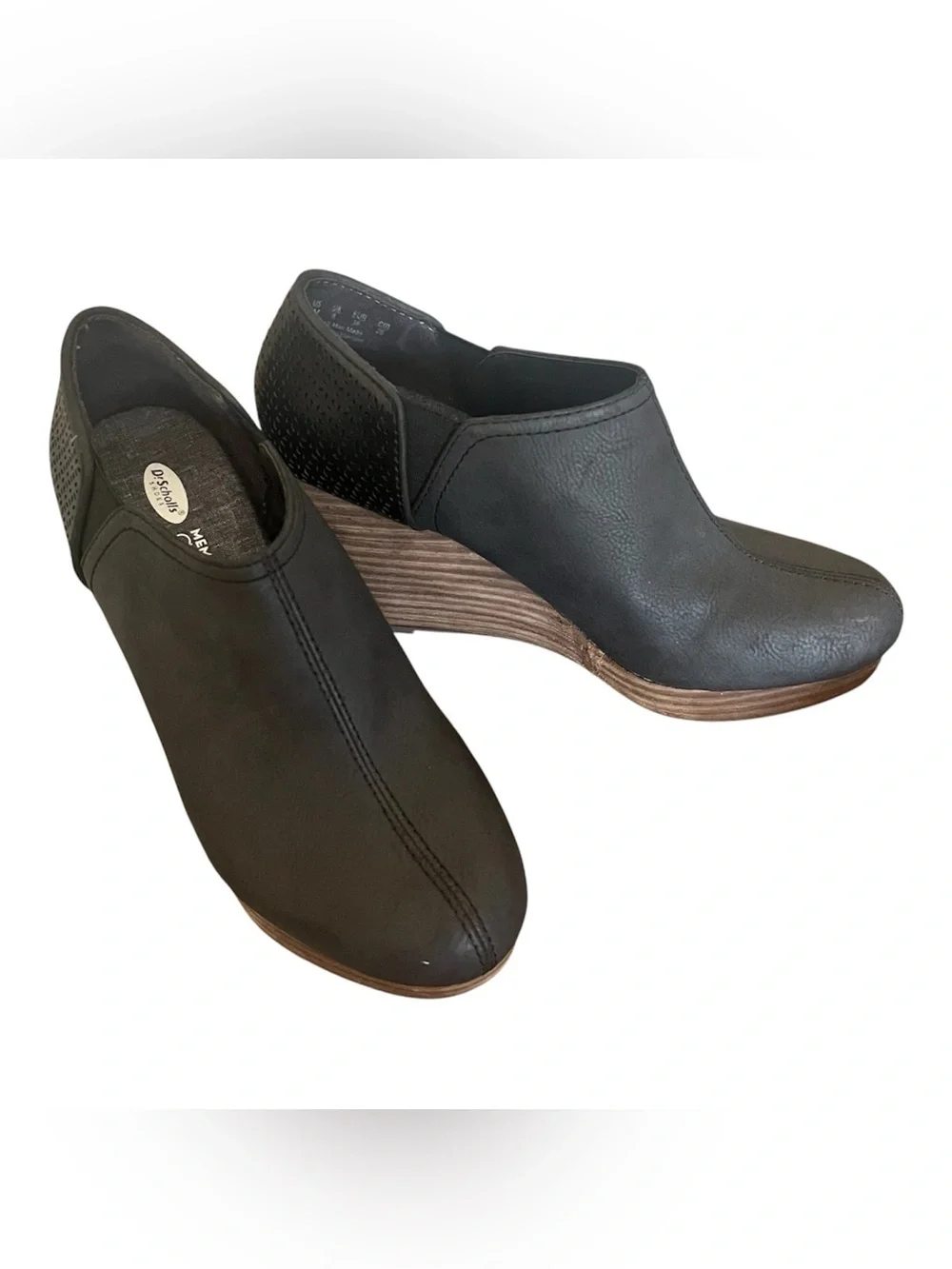 Dr. Scholl’s Black Perforated Wedge Booties Memory Foam Comfort Shoes Size 8